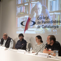 Franco, Évole, Uribe i Fernández, ponents de l’acte. Foto: Dani Codina
