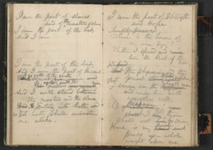 Un manuscrit amb alguns dels seus poemes